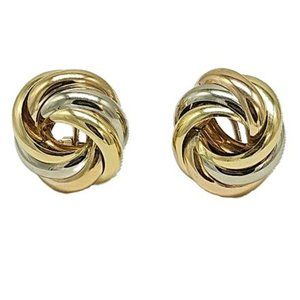 Designer vintage round earrings  14K gold earrings